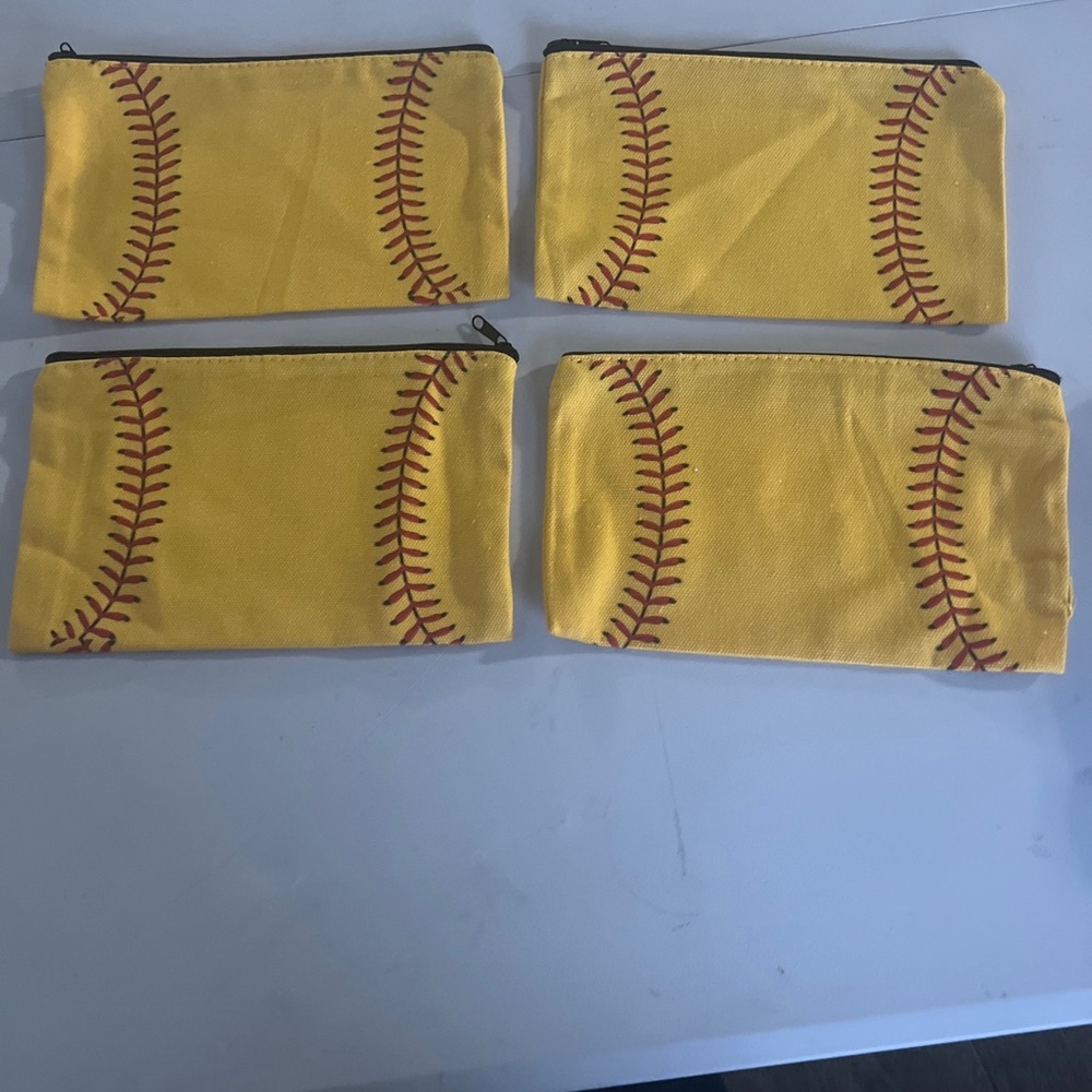 Yellow Baseball Stitch Pouches